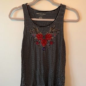 Striped loose fit tank with floral details!